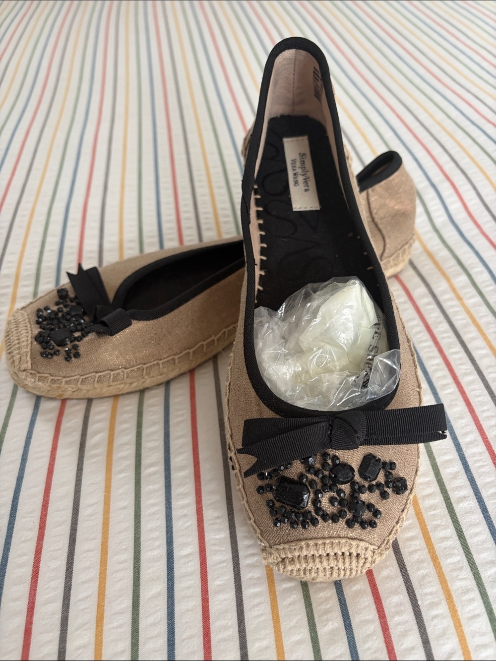 Simply Vera Vera Wang Tan Embellished Espadrille Ballet Flats